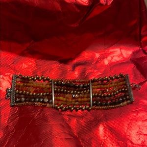 Gorgeous beaded bronze colored cuff bracelet